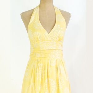 Bisou Bisou yellow print halter dress